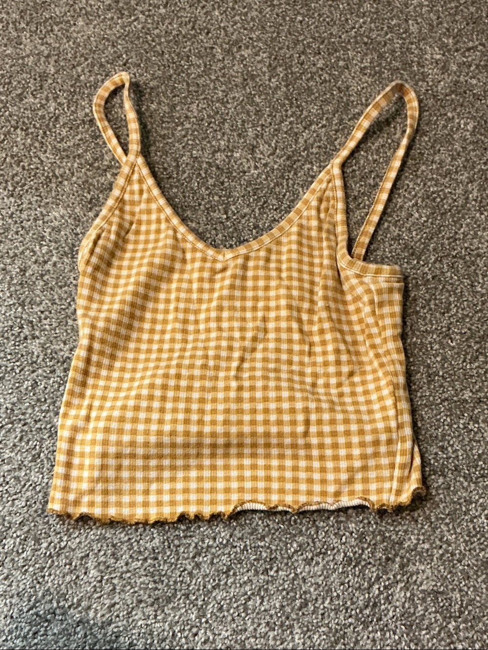 PacSun Yellow Gingham V-Neck Cami Tank